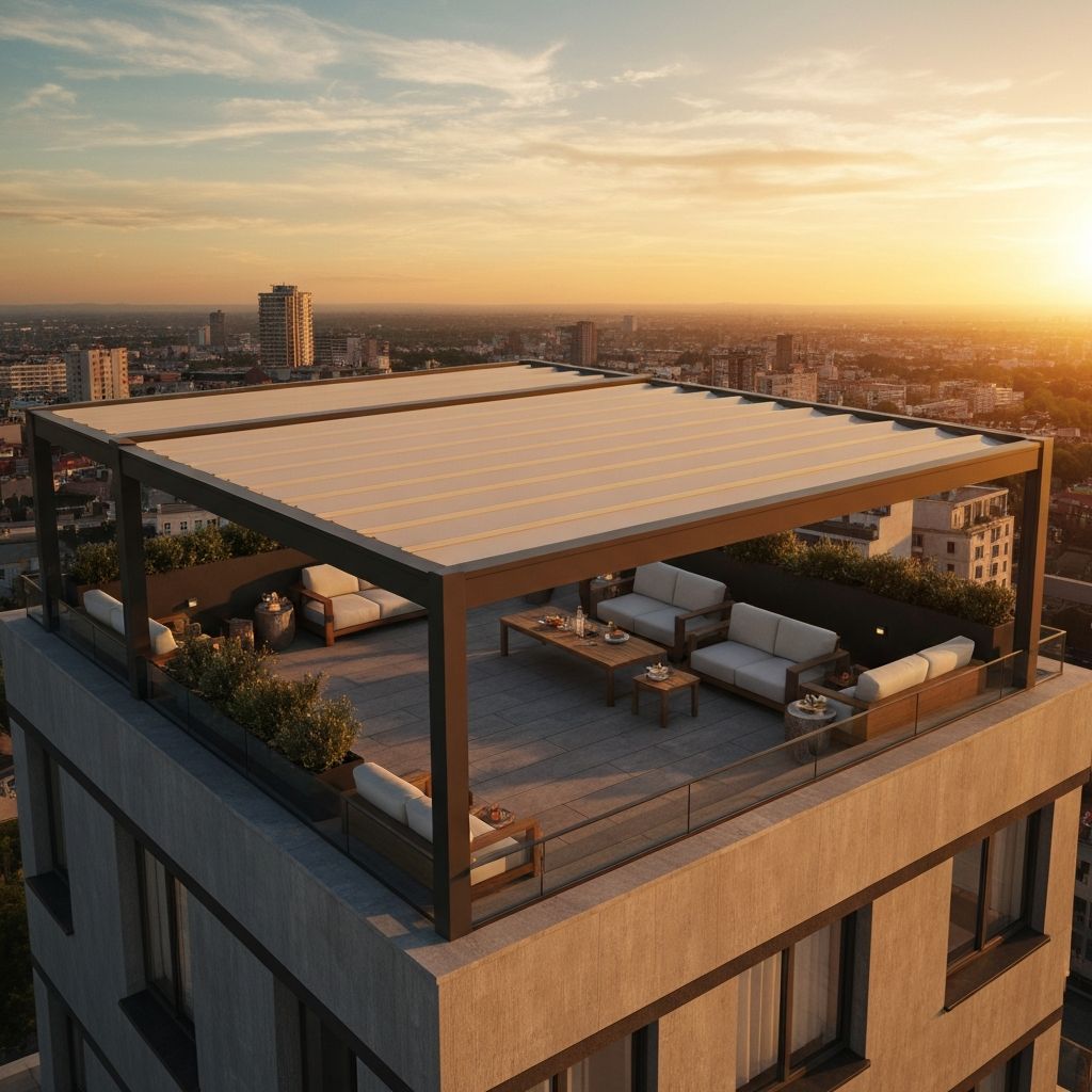 Modern retractable pergola terrace